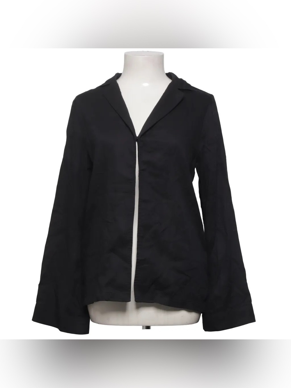 Le Capsole Stockholm Linen Blend Women’s Black Open-Front Jacket